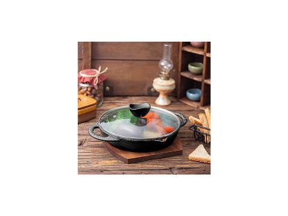 تصویر تابه ووک گریل چدن سایز 24 نالینو مدل Teyam (با درب شیشه)